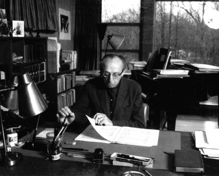 Aaron Copland at his Workdesk. Photo by Victor Kraft.
